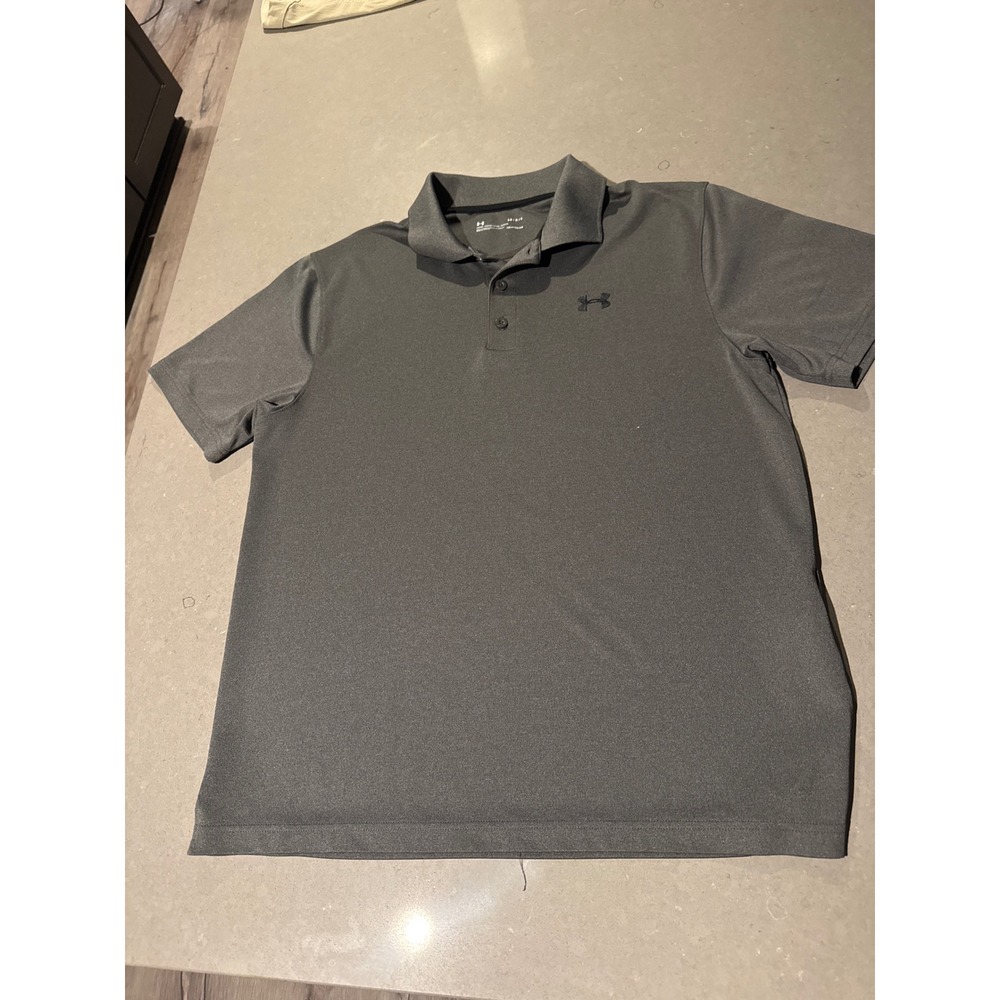 Under Armour Mens Gray HeatGear Loose Fit Polo‎ Shirt Large Golf Performance